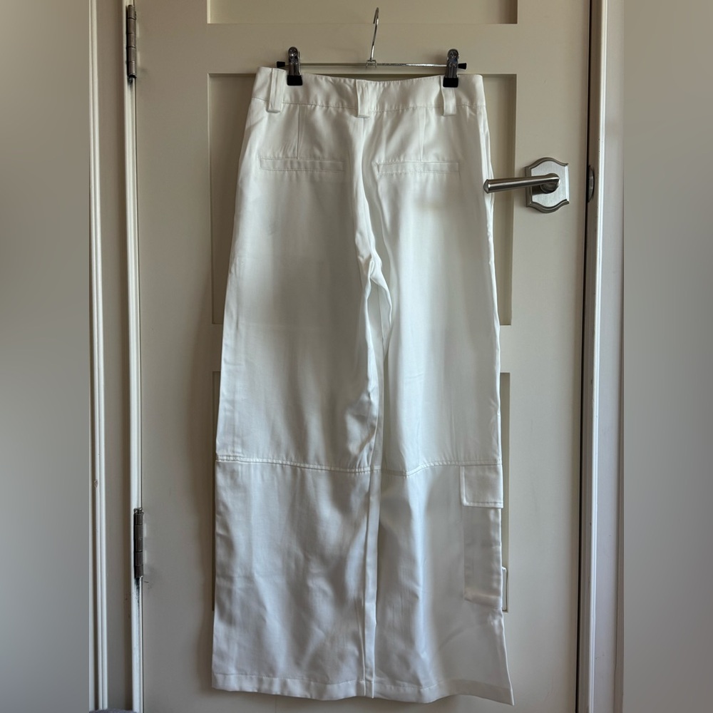 Zara Satin Cargo Pants in White - Picture 3 of 5